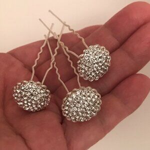 New__ Set of 3 __ Rhinestone U-shape Hair Pins__ 18mm